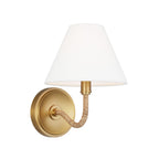 Harlow Wall Sconce 9", Modern Brass with Rattan