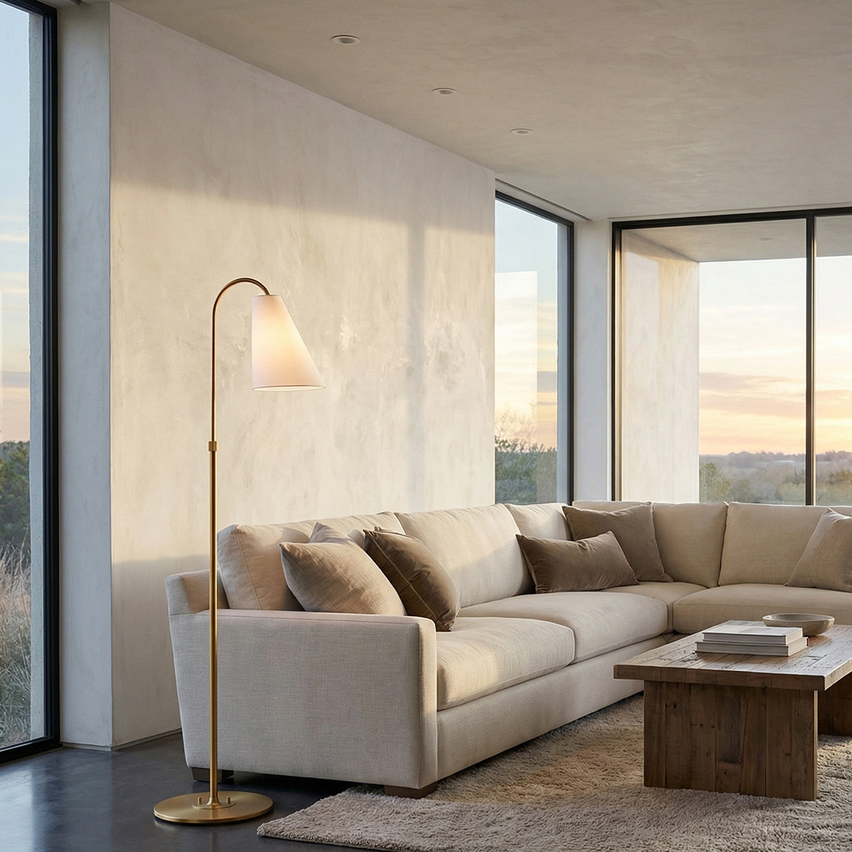 Langdon Floor Lamp 68", Modern Brass