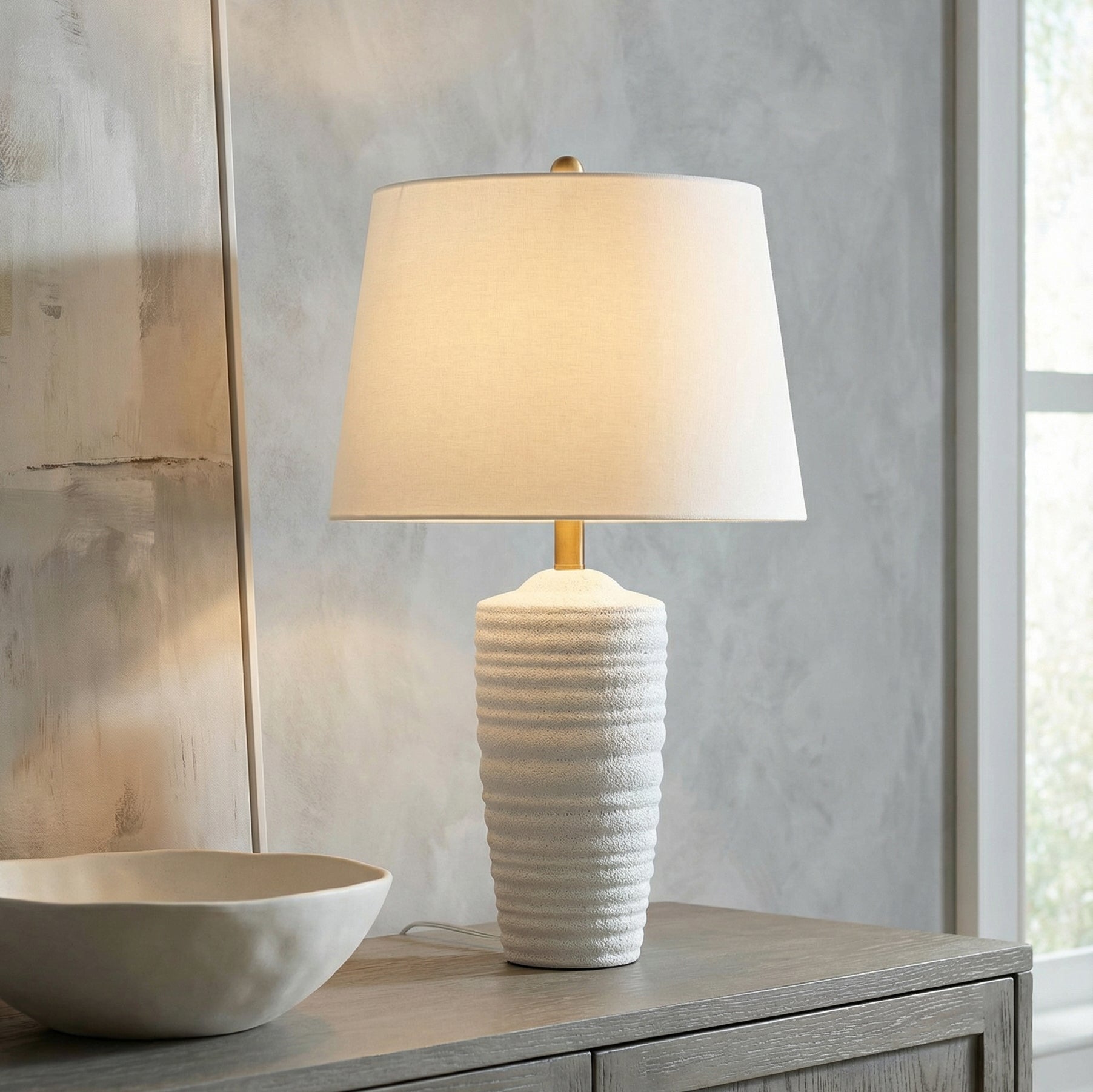 Joyce Table Lamp 28", Textured White