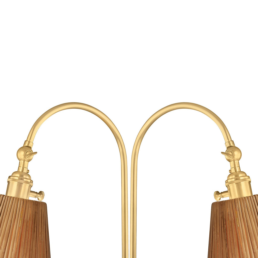 Rhiannon Floor Lamp 60", Aged Brass and Rattan
