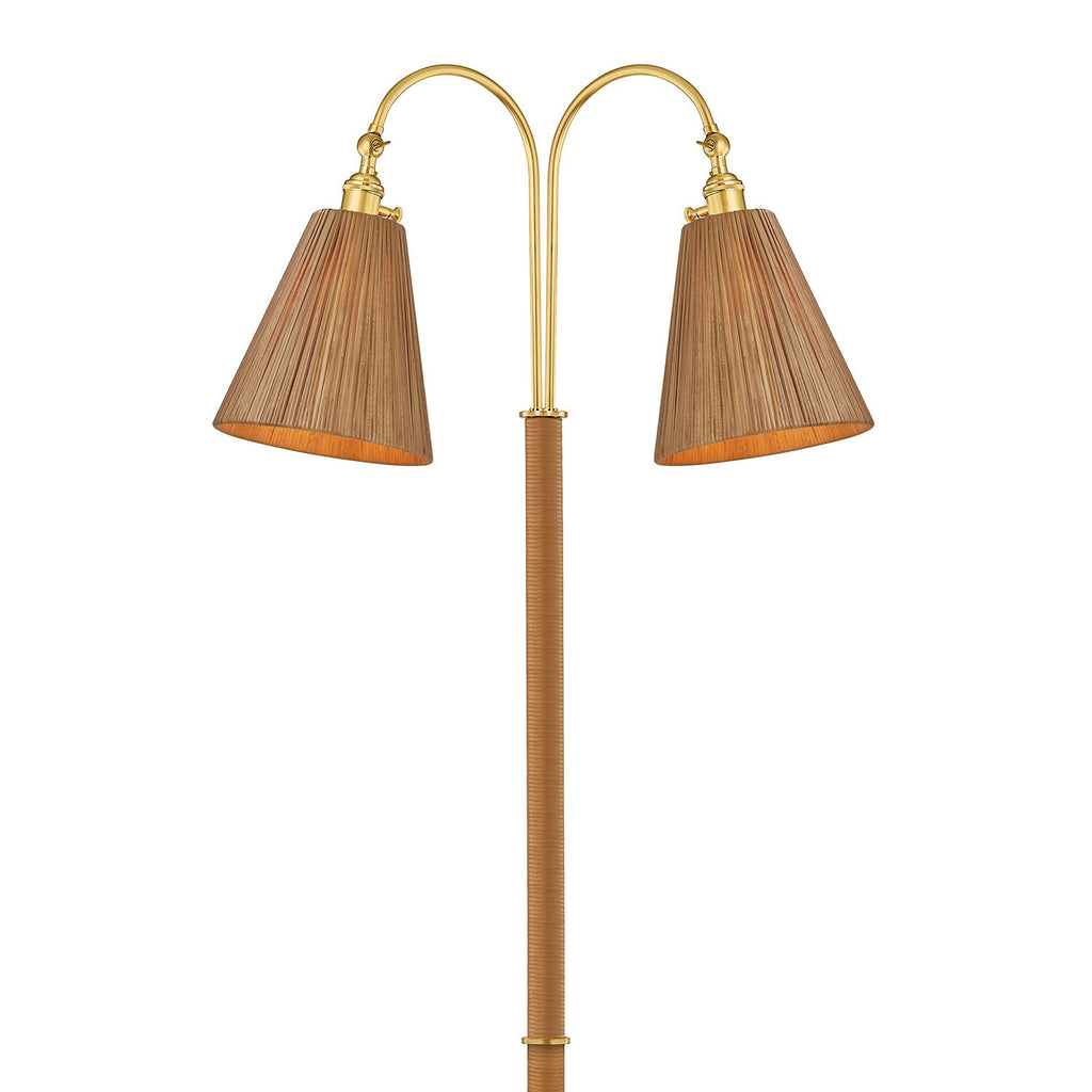 Rhiannon Floor Lamp 60", Aged Brass and Rattan