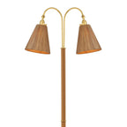 Rhiannon Floor Lamp 60", Aged Brass and Rattan