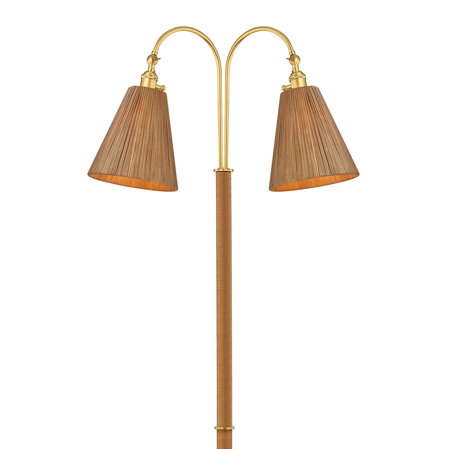 Rhiannon Floor Lamp 60", Aged Brass and Rattan