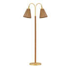 Rhiannon Floor Lamp 60", Aged Brass and Rattan