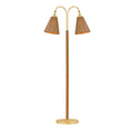 Rhiannon Floor Lamp 60", Aged Brass and Rattan