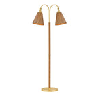 Rhiannon Floor Lamp 60", Aged Brass and Rattan