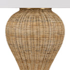 Josephine Table Lamp 29", Woven Wicker with Aged Brass Accents