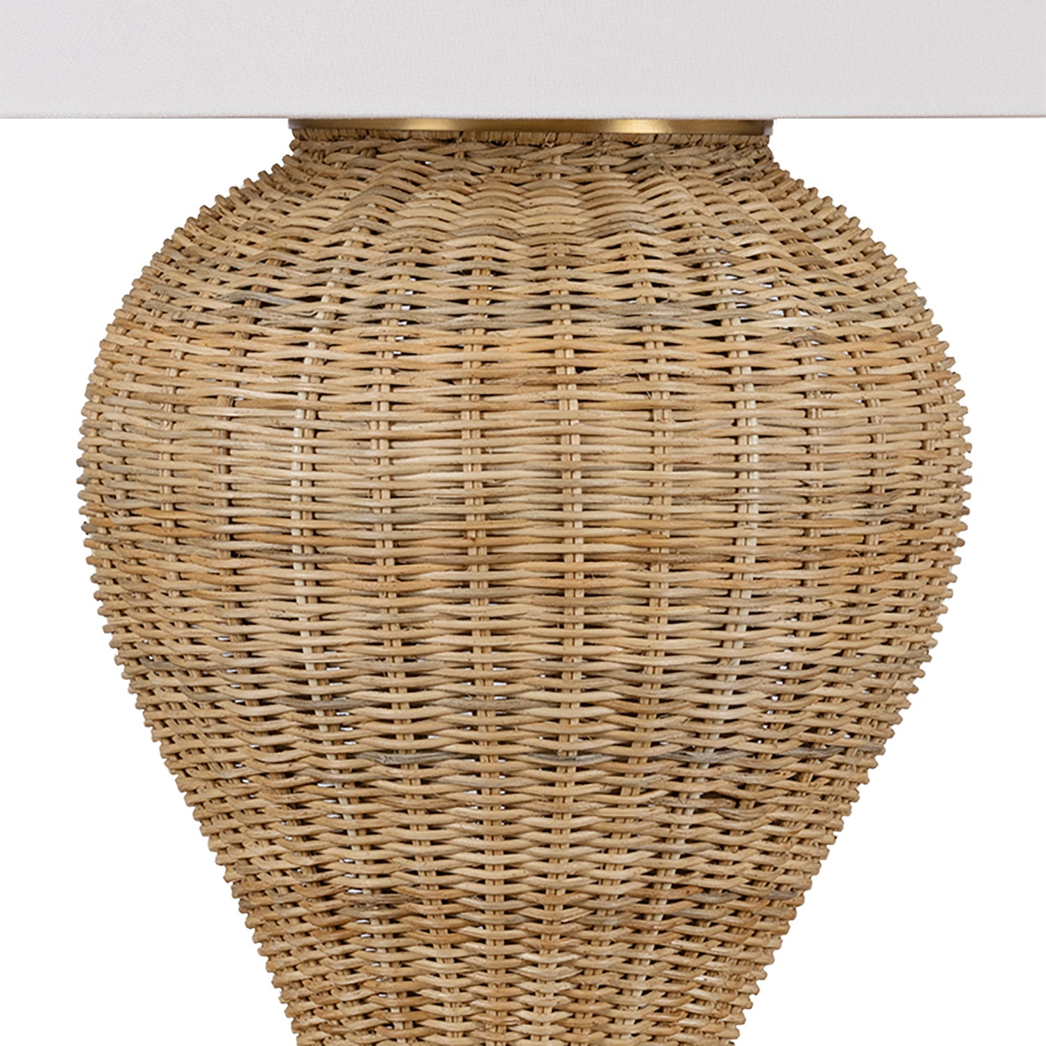 Josephine Table Lamp 29", Woven Wicker with Aged Brass Accents