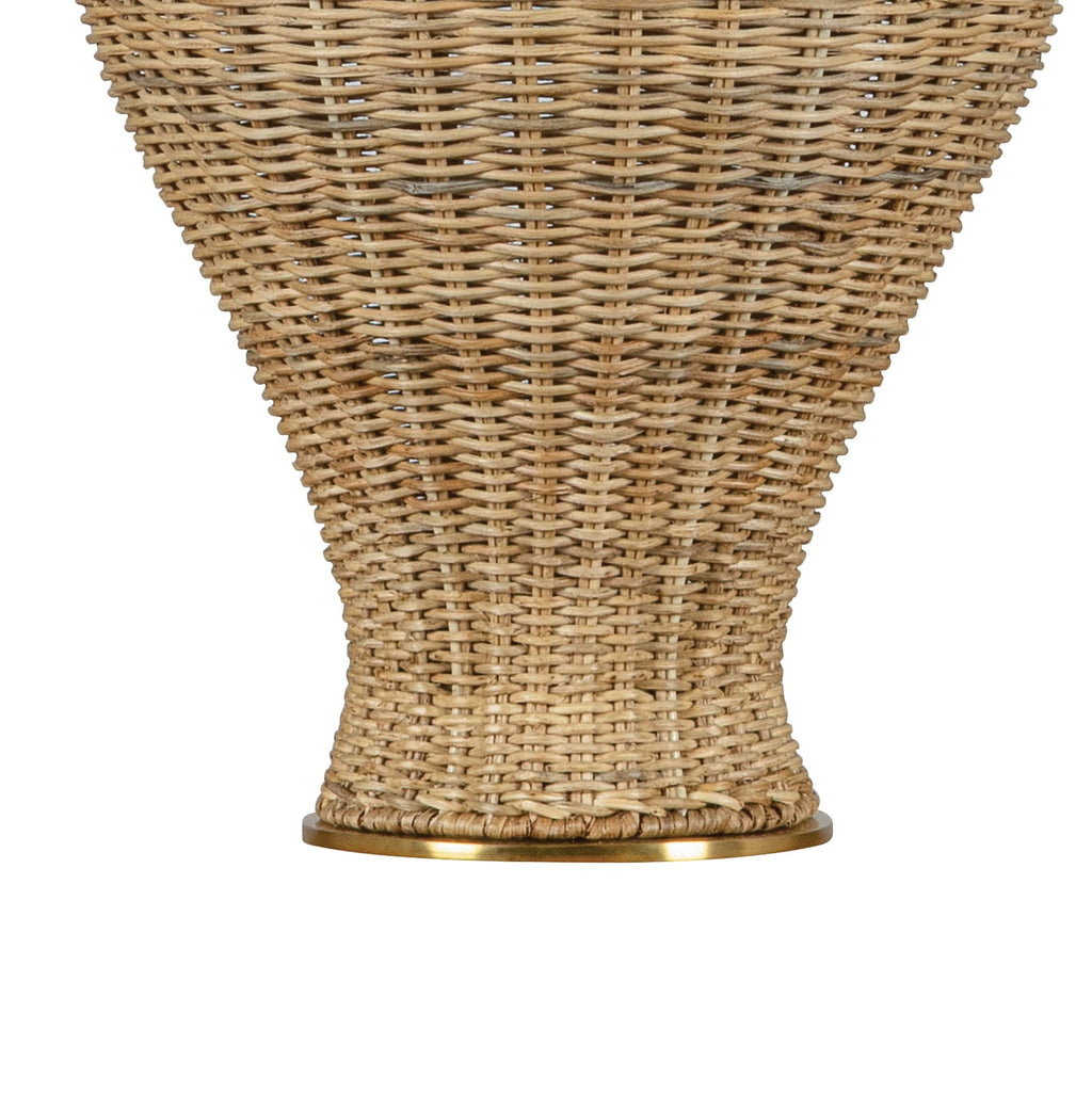Josephine Table Lamp 29", Woven Wicker with Aged Brass Accents