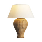 Josephine Table Lamp 29", Woven Wicker with Aged Brass Accents