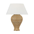 Josephine Table Lamp 29", Woven Wicker with Aged Brass Accents