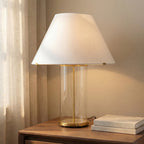 Elena Table Lamp 30", Aged Brass and Clear Glass