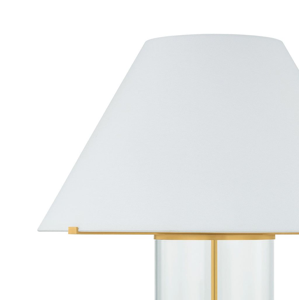 Elena Table Lamp 30", Aged Brass and Clear Glass