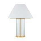 Elena Table Lamp 30", Aged Brass and Clear Glass