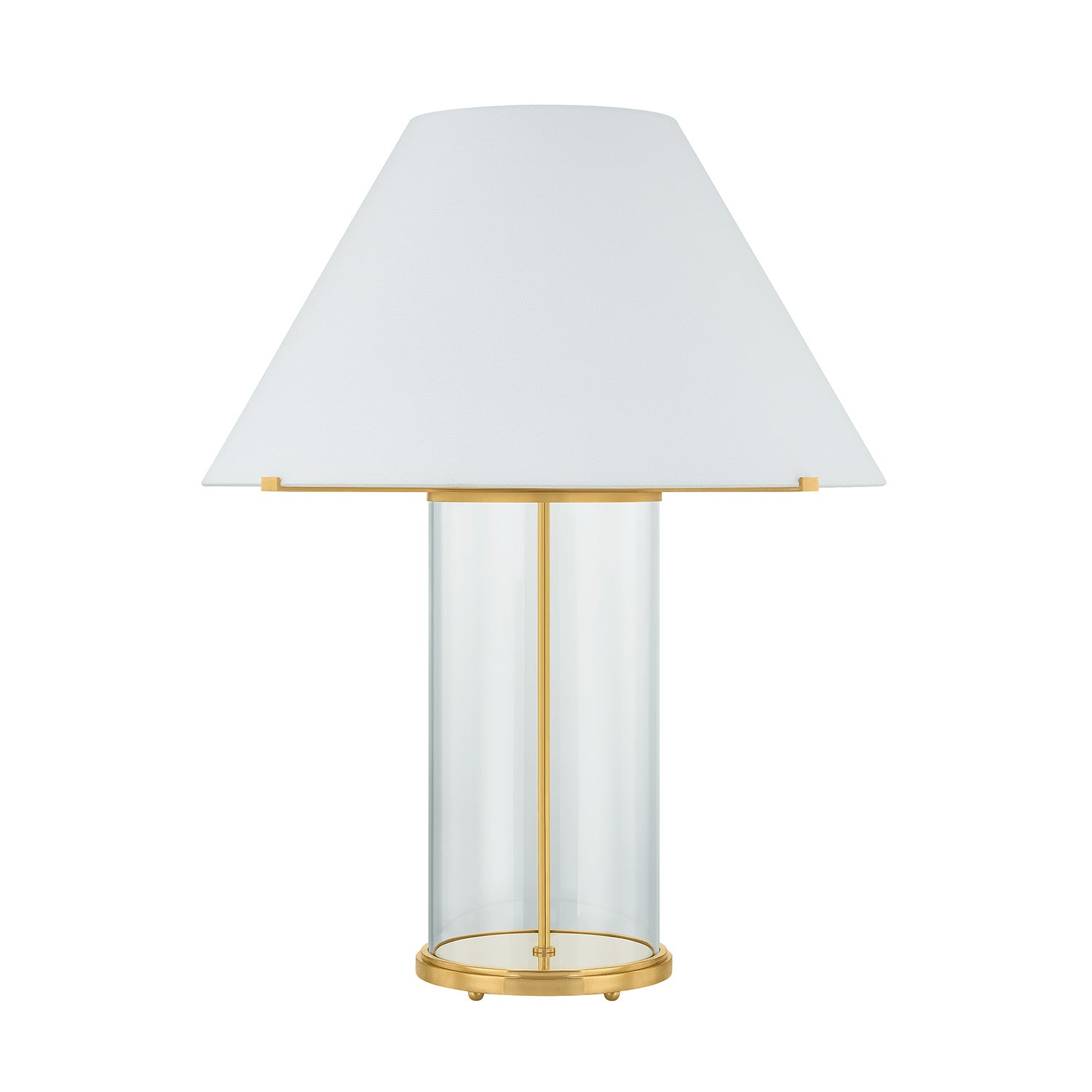 Elena Table Lamp 30", Aged Brass and Clear Glass