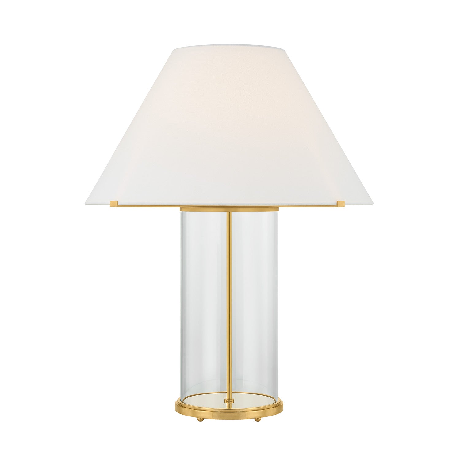 Elena Table Lamp 30", Aged Brass and Clear Glass
