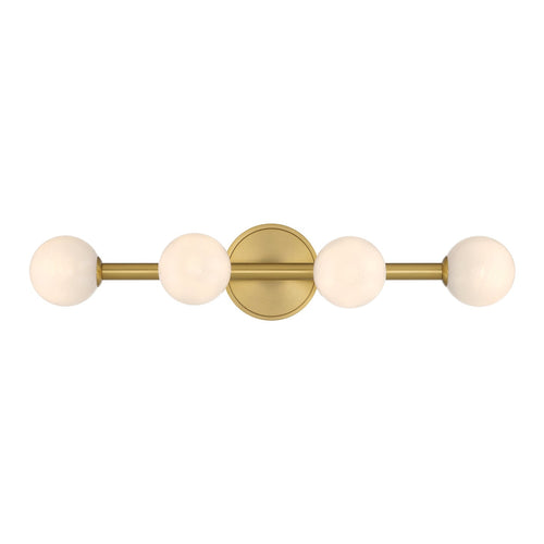 Ashton 4 Light Wall Sconce, Brass and Strie Glass