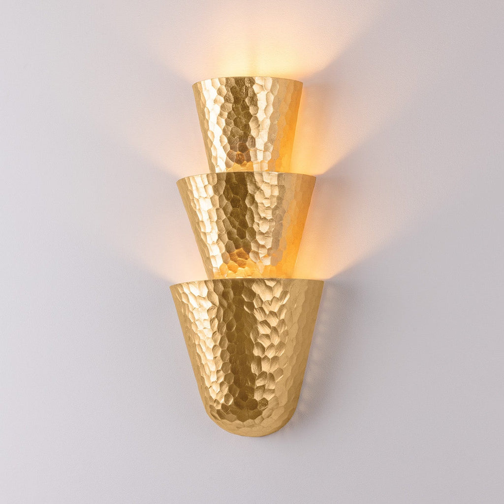 Vedra Wall Sconce 18", Hammered Gold Leaf