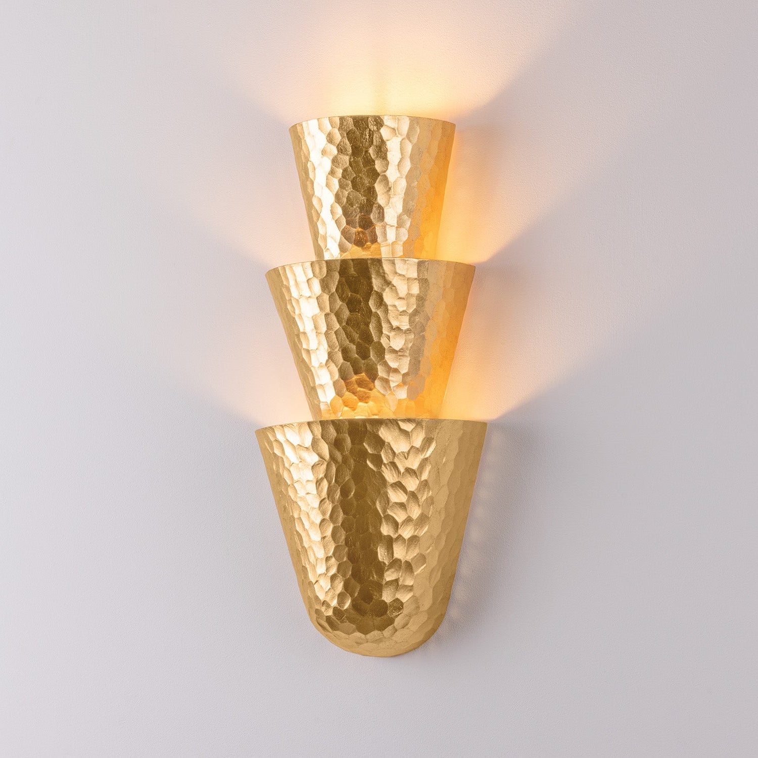 Vedra Wall Sconce 18", Hammered Gold Leaf
