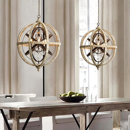 Retro Globe Weathered Chandelier
