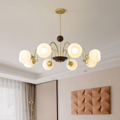 Sculptural Glass Ribbed Chandelier